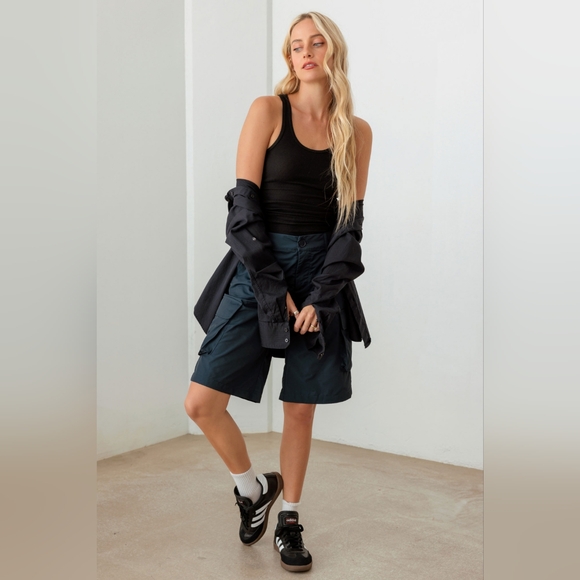 Tasha Apparel Navy Cargo Bermuda Shorts - Picture 5 of 12
